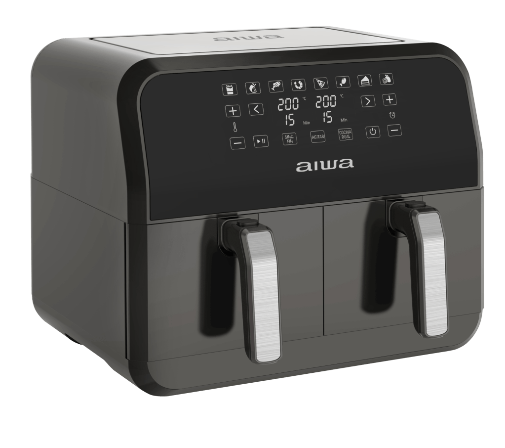 8L Black Touch Screen Air Fryer with Dual Basket
